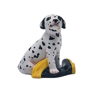 Vintage 1987 Dalmatian Figurine Fireman Boot Franklin Mint Collectible Sculpture
